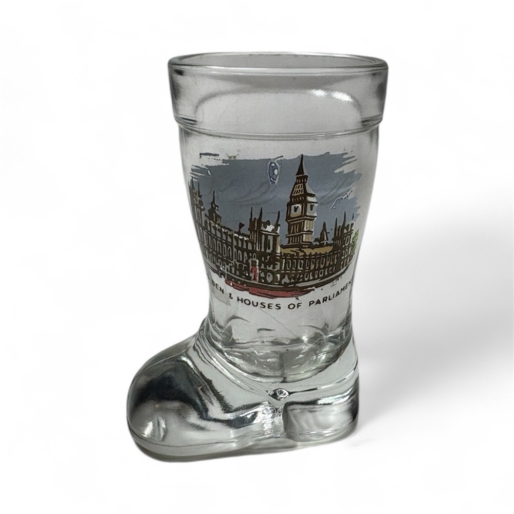 Glass Boot Shot Glass with London Design